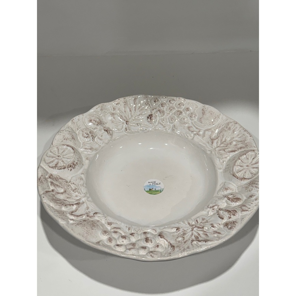 Ceramiche NOI Embossed Fruit Pasta Serving Bowl 13.5" Italy Tuscan Cottagecore